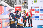 10.02.2021, xkvx, Biathlon IBU World Championships Pokljuka, Mixed Relay, v.l. Sturla Holm Laegreid (Norway) bei der Siegerehrung / at the medal ceremony