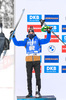 12.02.2021, xkvx, Biathlon IBU World Championships Pokljuka, Sprint Herren, v.l. Simon Desthieux (France) bei der Siegerehrung / at the medal ceremony