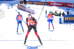 14.02.2021, xkvx, Biathlon IBU World Championships Pokljuka, Verfolgung Herren, v.l. Tarjei Boe (Norway) im Ziel / in the finish