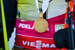 14.02.2021, xkvx, Biathlon IBU World Championships Pokljuka, Verfolgung Damen, v.l. Tiril Eckhoff (Norway) nach der Siegerehrung / after the medal ceremony