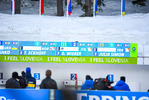 18.02.2021, xkvx, Biathlon IBU World Championships Pokljuka, Single Mixed Relay, v.l. Tiril Eckhoff (Norway), Dorothea Wierer (Italy) und Julia Simon (France) in aktion / in action competes