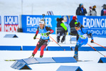 18.02.2021, xkvx, Biathlon IBU World Championships Pokljuka, Single Mixed Relay, v.l. Tiril Eckhoff (Norway) und Julia Simon (France) in aktion / in action competes