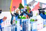 18.02.2021, xkvx, Biathlon IBU World Championships Pokljuka, Single Mixed Relay, v.l. Tiril Eckhoff (Norway) und Johannes Thingnes Boe (Norway) bei der Siegerehrung / at the medal ceremony