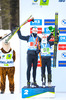 18.02.2021, xkvx, Biathlon IBU World Championships Pokljuka, Single Mixed Relay, v.l. Johannes Thingnes Boe (Norway) und Tiril Eckhoff (Norway) bei der Siegerehrung / at the medal ceremony