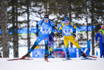 20.02.2021, xkvx, Biathlon IBU World Championships Pokljuka, Staffel Herren, v.l. Emilien Jacquelin (France) und Sebastian Samuelsson (Sweden)  / 