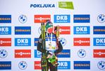 21.02.2021, xkvx, Biathlon IBU World Championships Pokljuka, Massenstart Damen, v.l. Lisa Theresa Hauser (Austria) bei der Siegerehrung / at the medal ceremony