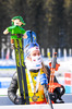 21.02.2021, xkvx, Biathlon IBU World Championships Pokljuka, Massenstart Damen, v.l. Tiril Eckhoff (Norway) nach der Siegerehrung / after the medal ceremony