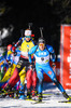 21.02.2021, xkvx, Biathlon IBU World Championships Pokljuka, Massenstart Herren, v.l. Quentin Fillon Maillet (France) in aktion / in action competes