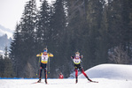 12.03.2020, xkvx, Biathlon IBU Cup Obertilliach, Sprint Herren, v.l. David Zobel (Germany) und Filip Fjeld Andersen (Norway)  / 