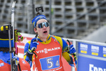 14.03.2020, xsoex, Biathlon IBU Weltcup NoveMesto na Morave, Mixed-Staffel, v.l. Martin Ponsiluoma (Sweden) im Ziel / in the finish