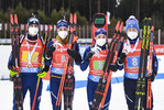 14.03.2020, xsoex, Biathlon IBU Weltcup NoveMesto na Morave, Mixed-Staffel, v.l. Dominik Windisch (Italy), Lisa Vittozzi (Italy), Dorothea Wierer (Italy) and Lukas Hofer (Italy) bei der Siegerehrung / at the medal ceremony