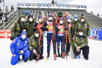 14.03.2020, xsoex, Biathlon IBU Weltcup NoveMesto na Morave, Mixed-Staffel, v.l. Lisa Vittozzi (Italy), Dominik Windisch (Italy), Dorothea Wierer (Italy) and Lukas Hofer (Italy) bei der Siegerehrung / at the medal ceremony
