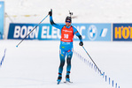 21.03.2021, xkvx, Biathlon IBU World Cup Oestersund, Massenstart Herren, v.l. Simon Desthieux (France) im Ziel / in the finish