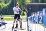 04.06.2021, xkvx, Biathlon Training Ruhpolding, v.l. Johannes Kuehn (Germany) in aktion am Schiessstand at the shooting range