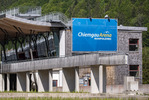 04.06.2021, xkvx, Biathlon Training Ruhpolding, v.l.  Werbebanner / Ansicht Chiemgau Arena Overview Chiemgau Arena