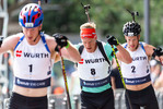 15.08.2021, xkvx, City Biathlon Wiesbaden 2021, v.l. Johannes Thingnes Boe (Norway), Roman Rees (Germany), Tarjei Boe (Norway)  / 