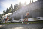 03.10.2021, xkvx, Biathlon, Deutschlandpokal Altenberg, Berglauf - weiblich, v.l. Annika Stichling (Germany), Jule Wollboldt (Germany)