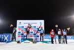 27.11.2021, xkvx, Biathlon IBU World Cup Oestersund, Individual Men, v.l. Tarjei Boe (Norway), Sturla Holm Laegreid (Norway), Simon Desthieux (France), Scott Gow (Canada), Johannes Thingnes Boe (Norway) und Sivert Guttorm Bakken (Norway) bei der Siegerehrung / at the medal ceremony