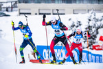 10.12.2021, xkvx, Biathlon IBU World Cup Hochfilzen, Sprint Men, v.l. Sergey Bocharnikov (Belarus), Tarjei Boe (Norway), Felix Leitner (Austria) in aktion / in action competes