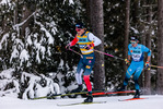 12.12.2021, xljkx, Cross Country FIS World Cup Davos, 15km Men, v.l. Johannes Hoesflot Klaebo (Norway), Hugo Lapalus (France)  / 