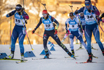18.12.2021, xkvx, Biathlon IBU World Cup Le Grand Bornand, Pursuit Women, v.l. Lena Haecki (Switzerland), Vanessa Voigt (Germany), Mari Eder (Finland) in aktion / in action competes