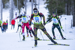 18.12.2021, xsoex, Biathlon Alpencup Pokljuka, Sprint Men, v.l. Stefan Dankl (Austria), Paul Guenter (Germany), Julius Hofmann (Germany)  / 