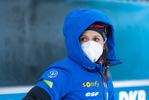 19.12.2021, xkvx, Biathlon IBU World Cup Le Grand Bornand, Mass Start Women, v.l. Anais Chevalier-Bouchet (France) schaut / looks on