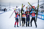 08.01.2022, xkvx, Biathlon IBU World Cup Oberhof, Mixed Relay, v.l. Marte Olsbu Roeiseland (Norway), Ingrid Landmark Tandrevold (Norway), Johannes Thingnes Boe (Norway), Tarjei Boe (Norway) gewinnt die Goldmedaille / wins the gold medal