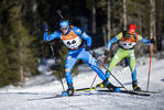 13.01.2022, xsoex, Biathlon IBU Junior Cup Pokljuka, Sprint Men, v.l. Michele Molinari (Italy) in aktion / in action competes