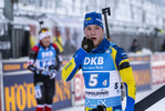 15.01.2022, xkvx, Biathlon IBU World Cup Ruhpolding, Relay Men, v.l. Sebastian Samuelsson (Sweden) im Ziel / in the finish