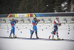 22.01.2022, xkvx, Biathlon IBU World Cup Anterselva, Relay Women, v.l. Federica Sanfilippo (Italy), Anais Bescond (France), Lucie Charvatova (Czech Republic) in aktion am Schiessstand / at the shooting range