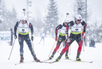 29.01.2022, xsoex, Biathlon IBU Open European Championships Arber, Pursuit Men, v.l. Justus Strelow (Germany), Sverre Dahlen Aspenes (Norway), Haavard Gutuboe Bogetveit (Norway)  / 